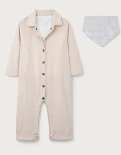 Organic Cotton Blend Cord Jumpsuit Top & Neckerchief Set (0–4yrs)