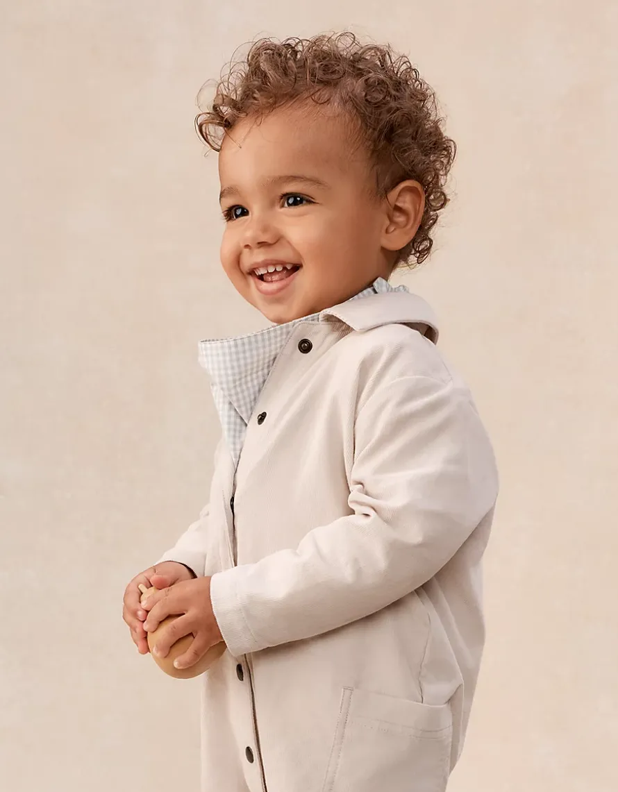 Organic Cotton Blend Cord Jumpsuit Top & Neckerchief Set (0–4yrs)