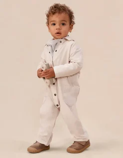 Organic Cotton Blend Cord Jumpsuit Top & Neckerchief Set (0–4yrs)