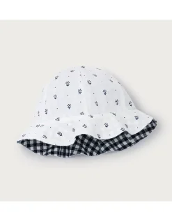 Organic Cotton Blend Daisy & Gingham Reversible Hat (0–4yrs)