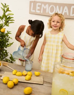 Organic Cotton Blend Gingham Bow Back Dress (0–4yrs)