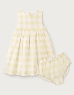 Organic Cotton Blend Gingham Bow Back Dress (0–4yrs)