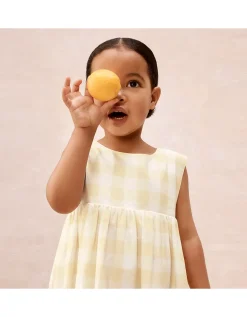 Organic Cotton Blend Gingham Bow Back Dress (0–4yrs)