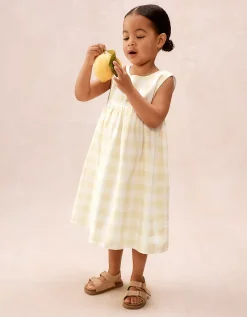 Organic Cotton Blend Gingham Bow Back Dress (0–4yrs)