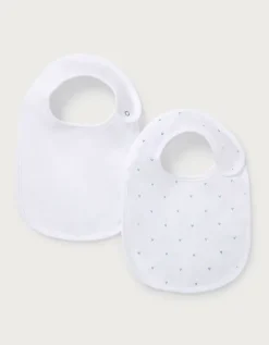 Organic Cotton Blend Heart Pointelle Bibs — Set of 2