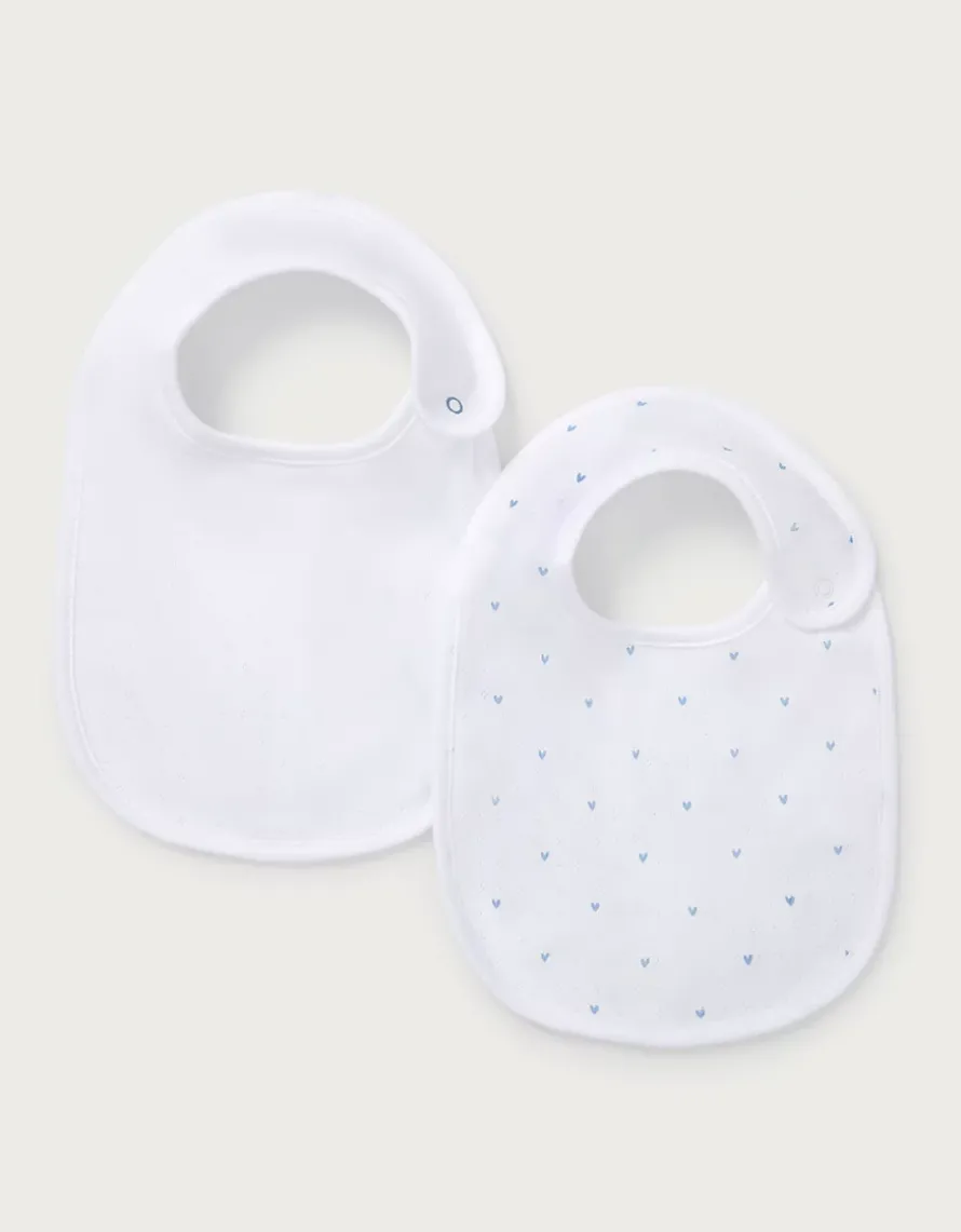 Organic Cotton Blend Heart Pointelle Bibs — Set of 2