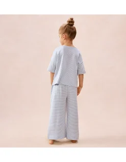 Organic Cotton Blend Heart & Stripe Wide Leg Pyjamas (1–12yrs)