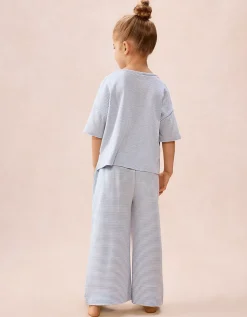 Organic Cotton Blend Heart & Stripe Wide Leg Pyjamas (1–12yrs)