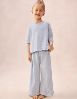 Organic Cotton Blend Heart & Stripe Wide Leg Pyjamas (1–12yrs)