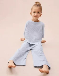 Organic Cotton Blend Heart & Stripe Wide Leg Pyjamas (1–12yrs)