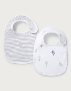 Organic Cotton Blend Hot Air Balloon & Stripe Bibs  — Set of 2