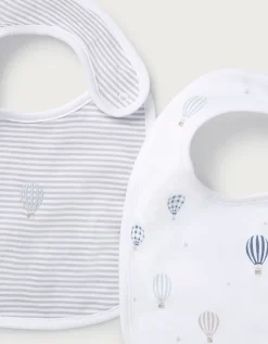 Organic Cotton Blend Hot Air Balloon & Stripe Bibs  — Set of 2
