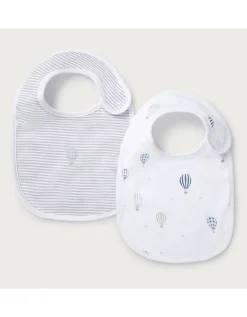 Organic Cotton Blend Hot Air Balloon & Stripe Bibs  — Set of 2