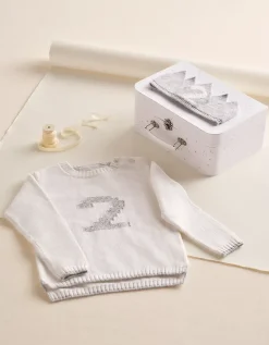 Organic Cotton Blend My 2nd Birthday Jumper & Crown Gift Set (18mths–3yrs)