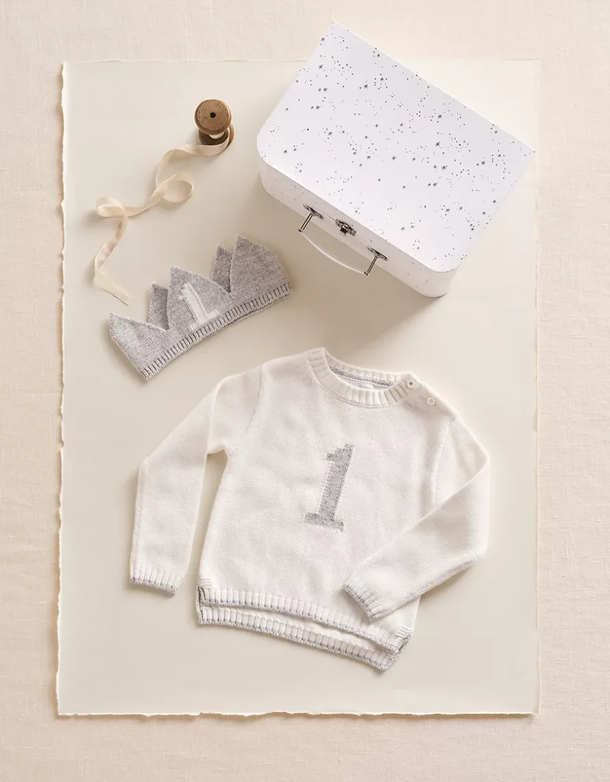 Organic Cotton Blend My 1st Birthday Jumper & Crown Gift Set (9–18mths)
