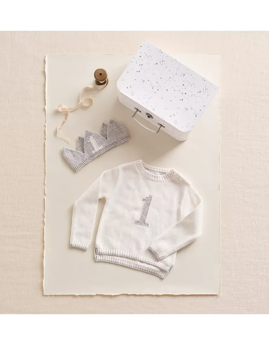 Organic Cotton Blend My 1st Birthday Jumper & Crown Gift Set (9–18mths)