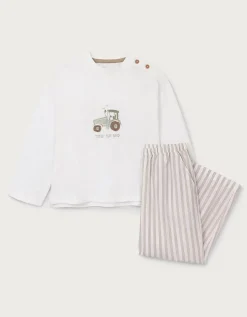 Organic Cotton Blend Relaxed Fit Tractor & Stripe Pyjamas