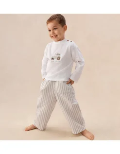 Organic Cotton Blend Relaxed Fit Tractor & Stripe Pyjamas