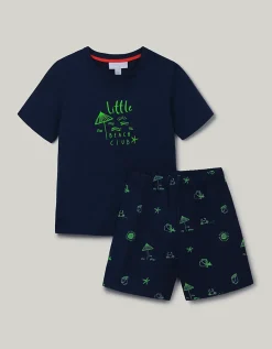 Organic Cotton Blend Relaxed Fit Glow In The Dark Beach Club Shortie Pyjamas (1–12yrs)