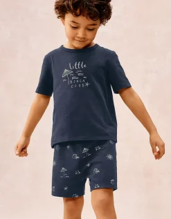 Organic Cotton Blend Relaxed Fit Glow In The Dark Beach Club Shortie Pyjamas (1–12yrs)