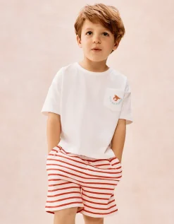 Organic Cotton Blend Relaxed Fit Crab & Stripe Shortie Pyjamas (2–12yrs)