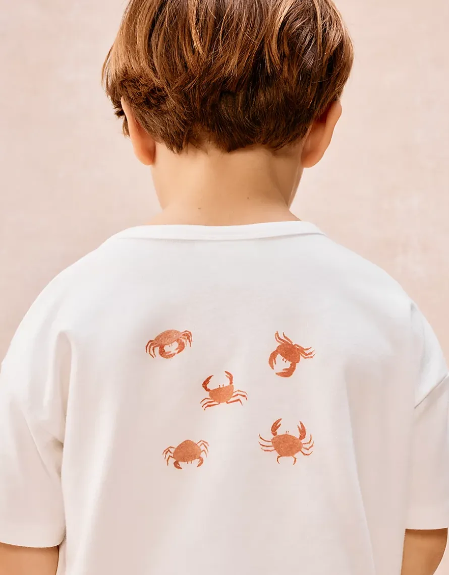 Organic Cotton Blend Relaxed Fit Crab & Stripe Shortie Pyjamas (2–12yrs)