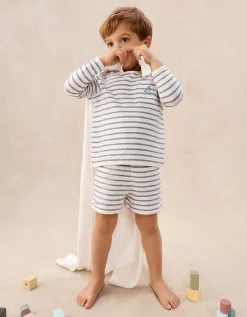 Organic Cotton Blend Relaxed Fit Sleepy Stripe Shortie Pyjamas (2–12yrs)
