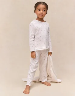 Organic Cotton Blend Relaxed Fit Pointelle Heart Pyjamas (2–12yrs)