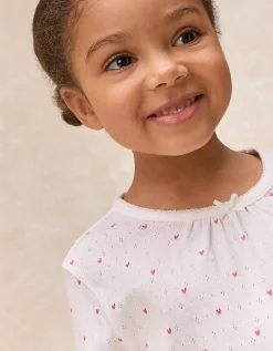 Organic Cotton Blend Relaxed Fit Pointelle Heart Pyjamas (2–12yrs)
