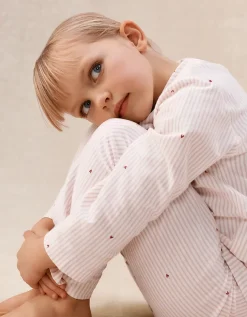 Organic Cotton Blend Relaxed Fit Traditional Stripe & Heart Pyjamas (2–12yrs)