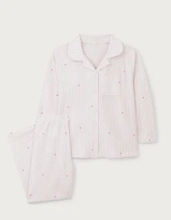 Organic Cotton Blend Relaxed Fit Traditional Stripe & Heart Pyjamas (2–12yrs)