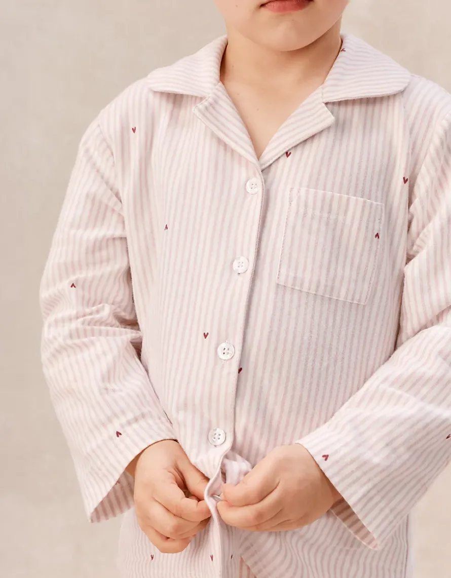 Organic Cotton Blend Relaxed Fit Traditional Stripe & Heart Pyjamas (2–12yrs)