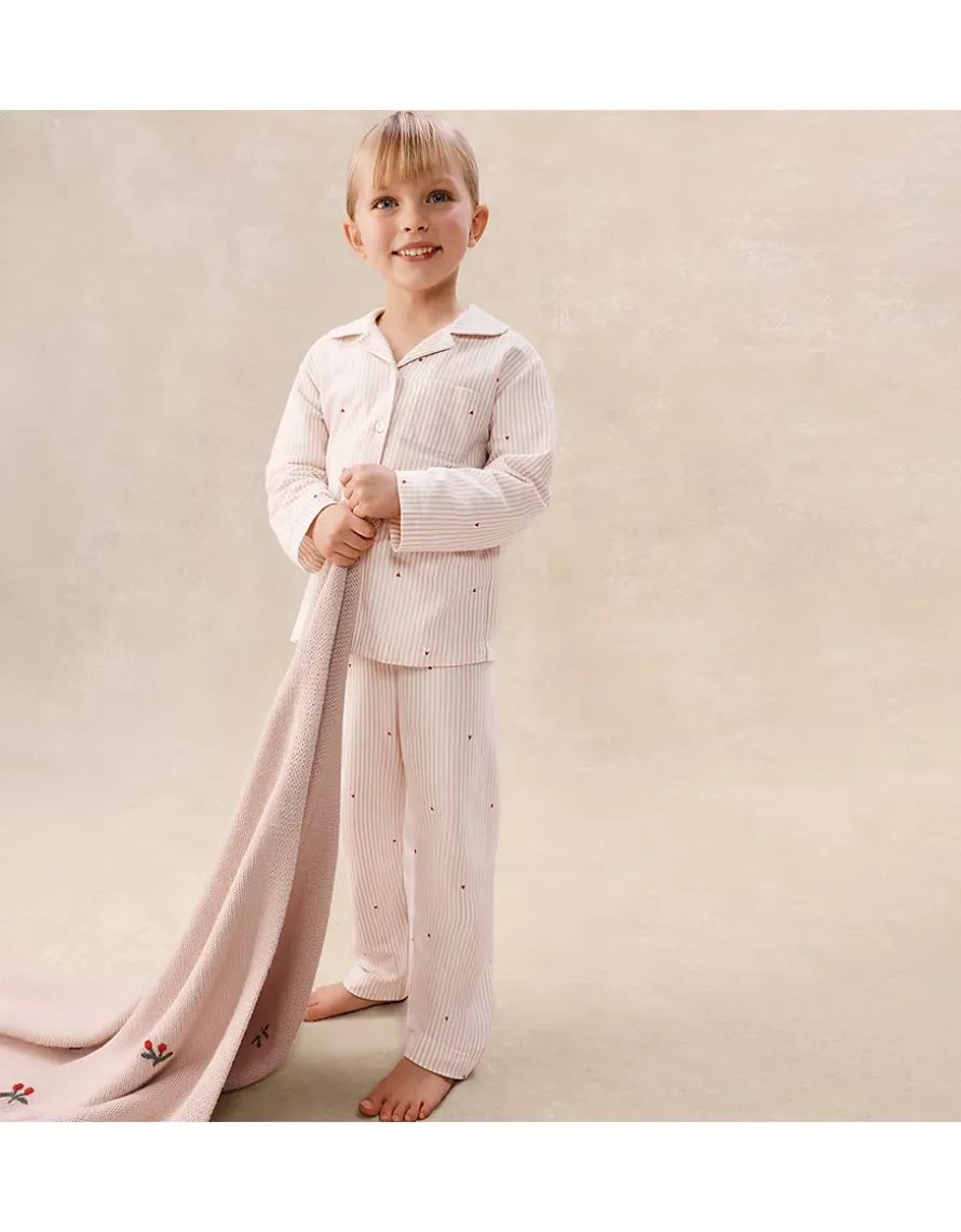 Organic Cotton Blend Relaxed Fit Traditional Stripe & Heart Pyjamas (2–12yrs)