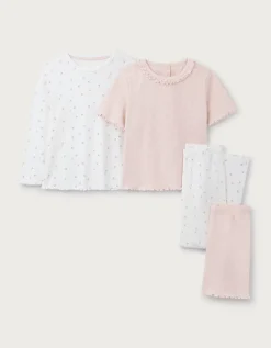 Organic Cotton Blend Relaxed Fit Ember Floral & Pointelle Pyjamas — Set of 2 (2–12yrs)