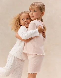 Organic Cotton Blend Relaxed Fit Ember Floral & Pointelle Pyjamas — Set of 2 (2–12yrs)
