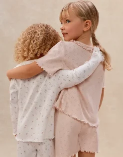 Organic Cotton Blend Relaxed Fit Ember Floral & Pointelle Pyjamas — Set of 2 (2–12yrs)