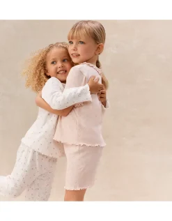Organic Cotton Blend Relaxed Fit Ember Floral & Pointelle Pyjamas — Set of 2 (2–12yrs)