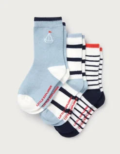 Organic Cotton Blend Sail Away Socks — Set of 3 (0–4yrs)