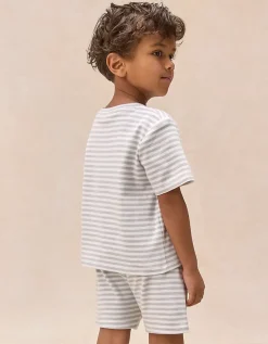 Organic Cotton Blend Slim Fit Lakehouse & Stripe Pyjamas — Set of 2 (2–12yrs)