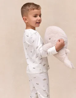 Organic Cotton Blend Slim Fit Lakehouse & Stripe Pyjamas — Set of 2 (2–12yrs)