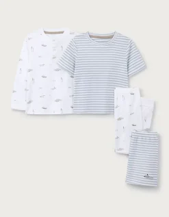 Organic Cotton Blend Slim Fit Lakehouse & Stripe Pyjamas — Set of 2 (2–12yrs)