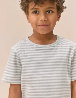 Organic Cotton Blend Slim Fit Lakehouse & Stripe Pyjamas — Set of 2 (2–12yrs)