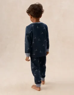 Organic Cotton Blend Slim Fit Glow In The Dark Boat Print Pyjamas (2–12yrs)