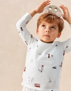 Organic Cotton Blend Slim Fit London The Zoo Print Pyjamas (2–12yrs)