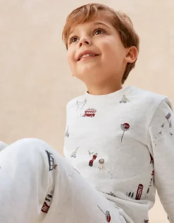 Organic Cotton Blend Slim Fit London The Zoo Print Pyjamas (2–12yrs)