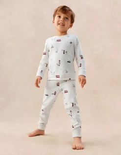 Organic Cotton Blend Slim Fit London The Zoo Print Pyjamas (2–12yrs)