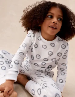 Organic Cotton Blend Slim Fit Lion Print Pyjamas (2–12yrs)