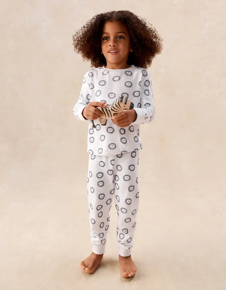 Organic Cotton Blend Slim Fit Lion Print Pyjamas (2–12yrs)
