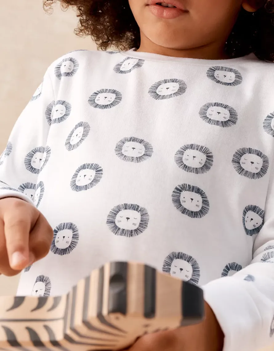 Organic Cotton Blend Slim Fit Lion Print Pyjamas (2–12yrs)