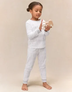 Organic Cotton Blend Slim Fit Bunny Outline Pyjamas (2–12yrs)
